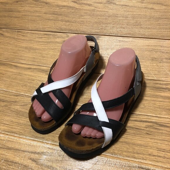 Naot Shoes - Naot women black & white leather sandals, 10